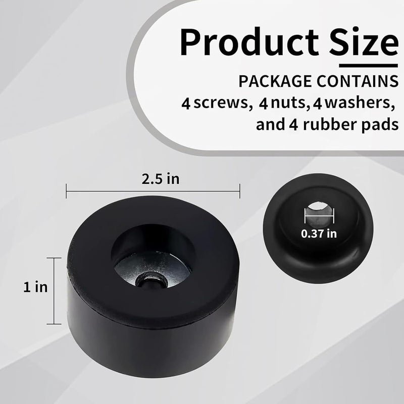 HAVANSIDY 4-Pack Heavy Duty Anti Vibration Rubber Foot for Generators, Pressure Washers, Compressors, Air Compressors, Trailers, Generator Rubber Foot Pads, Thick 1 x 2.5 Inch - Image 3